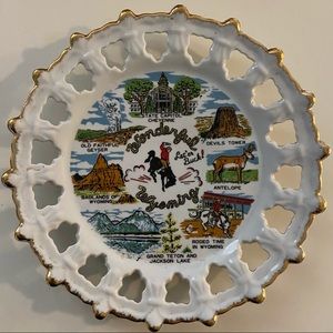 Vintage Wyoming Decorative State Plate with Landmarks